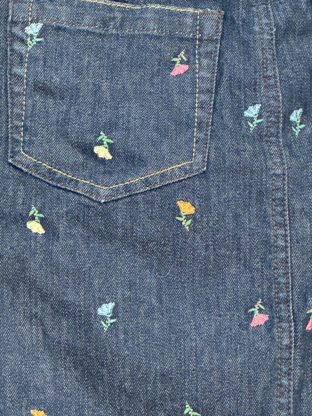 Liz Claiborne Petite 2 Denim Skirt With Embroidered Floral Pattern Stretch Fabri - Picture 5 of 5